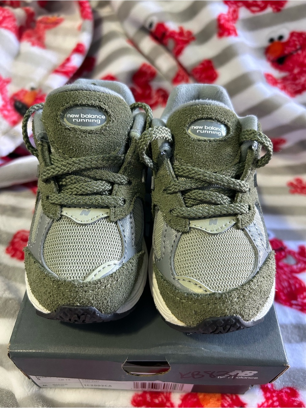 New Balance Kids Olive & Gray Running Sneakers